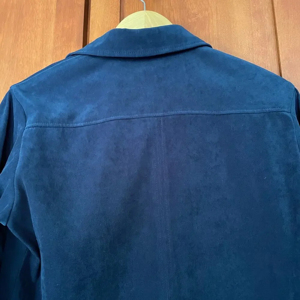 Talbots Shirt Jacket Button Up Microfiber Navy Bl… - image 7